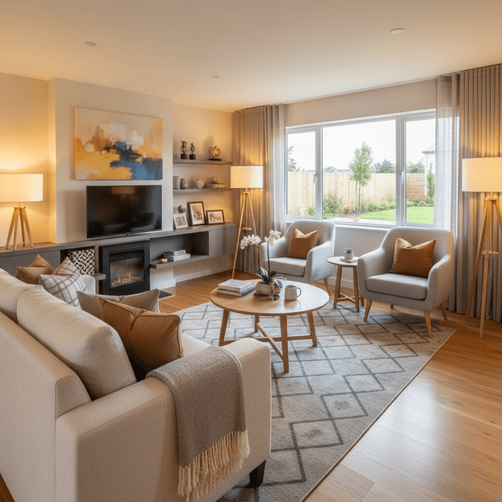 Staged apartment with furniture and styling complete