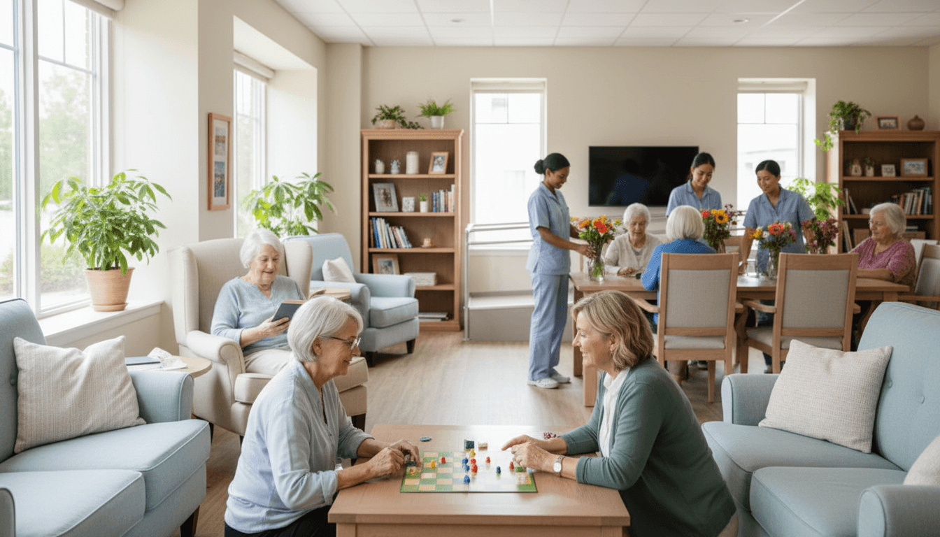 Modern retirement village unit with neutral furnishings and warm natural lighting
